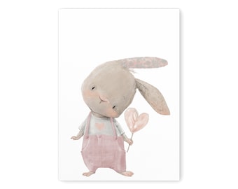 Poster Kinderzimmer Babyzimmer Bild mit Hase Mit Herz Mädchen Deko | Digitaler Download PDF Datei