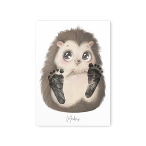 Baby Fußabdruck Bild Igel Fußabdrücke Personalisiert Babygeschenk zur Geburt Kinderzimmerdeko  | Digitaler Download PDF Datei