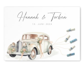 Cadeau de mariage argent photo personnalisée avec voiture ancienne cadeau argent affiche de mariage cadeau mariée et marié | Téléchargement numérique du fichier PDF