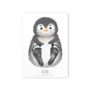 Fußabdruck Baby Bild mit Pinguin Fußabdrücke Poster Babygeschenk mit Tieren Geschenk zur Geburt | Digitaler Download PDF Datei