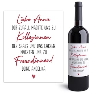 Der Zufall machte uns zu Kolleginnen Weinetiketten personalisiert Kollegin Abschied Jobwechsel Geschenk Etiketten 2 Stück | 10x12 cm