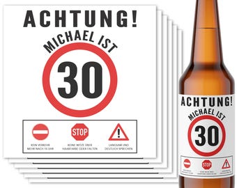Beer Gift for Men, 30th Birthday, Personalized Beer Labels, Men's Gift, Birthday Gift, Beer Bottle Labels, 6 Pieces | 9 x 9 cm