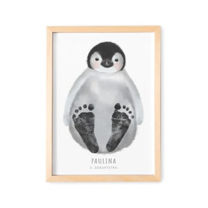 Footprints Baby Poster Penguin Footprint Baby Gift Gift At Birth Personalized