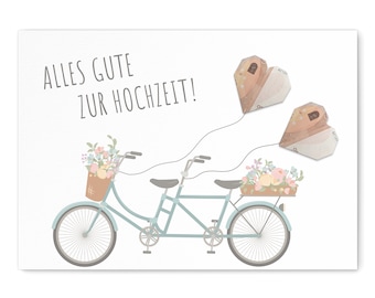 Wedding Gift Money Bicycle Personalized Money Gift For Wedding Tandem Poster | Digital Download PDF File