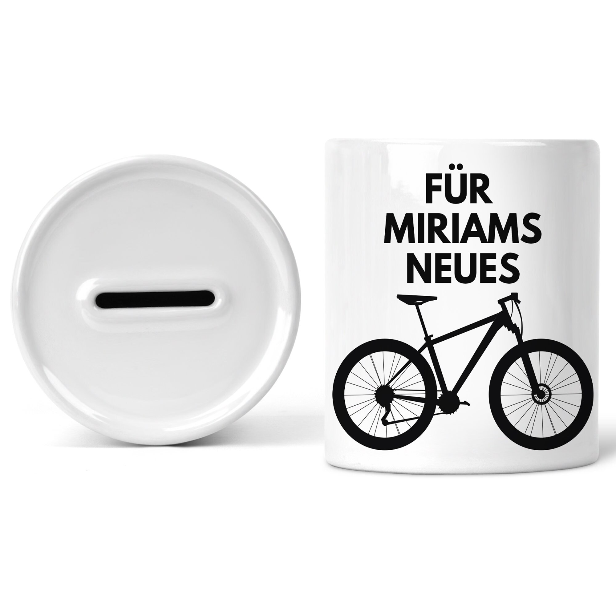 Personalisierte Fahrrad-Spardose – Weiß, 95x80 Mm, Mit Individuellem Namen/Nachricht, Für Radfahrer-Geschenke
