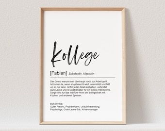 Kollege Definition Poster Personalisiert Jubiläum Arbeit Abschiedsgeschenk (OHNE RAHMEN)