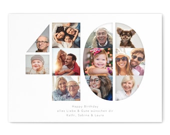 40th Birthday Woman Man Gift Photo Collage 40 personalized with photos Photo Gift Birthday Gift | Digital Download PDF File