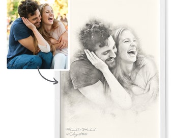 Photo in the style of a pencil drawing from photo personalized picture portrait in the look of a pencil drawing photo gift