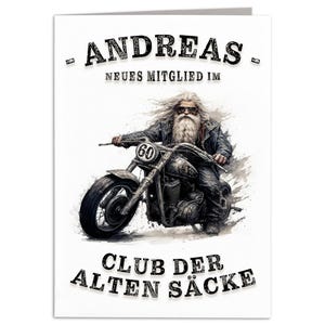 Geburtstagskarte Motorrad Alter Sack 60. Geburtstag Geschenk Karte für Biker personalisiert lustige Klappkarte mit Umschlag 10,5 x 14,8 cm
