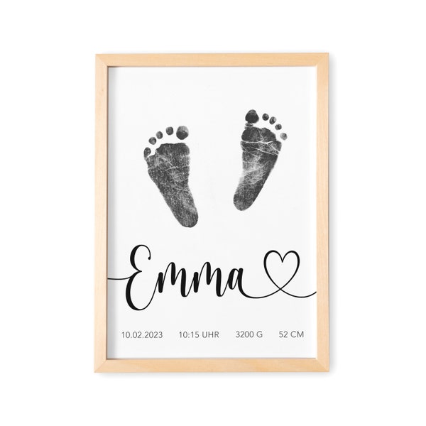 Fußabdruck Bild Personalisiertes Poster Baby Fußabdrücke