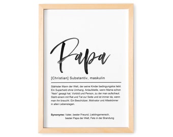 Papa Geschenk Definition Poster Bild Personalisiert Vatertagsgeschenk