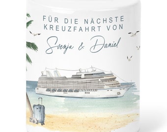 Kreuzfahrt Geschenk Spardose Schiff personalisiertes Geldgeschenk Schiffsreise Kreuzfahrt Reisekasse Kreuzfahrtschiff Urlaub Geschenk