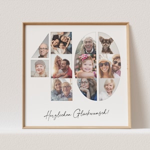 Foto Poster 40. Geburtstag Personalisiert Foto Collage Fotogeschenk 40. Geburtstag Print Geburtstagsgeschenk (OHNE RAHMEN)