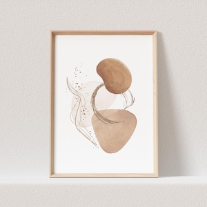 Abstrakte Kunst Poster Beige Boho Minimalistische Formen Print Bild Wandkunst Wanddeko (OHNE RAHMEN)