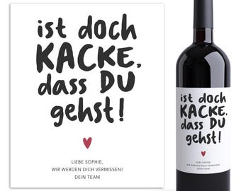Farewell gift colleagues wine labels personalized colleague farewell job change gift labels self-adhesive 2 pieces | 10 x 12 cm