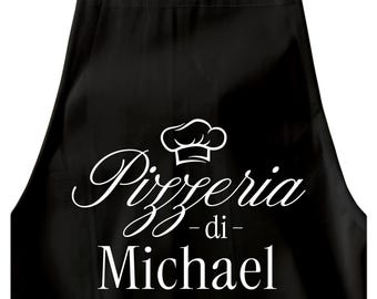 Personalized pizza apron, pizza baker's cooking apron, men's and women's funny gift, pizzeria kitchen apron, black