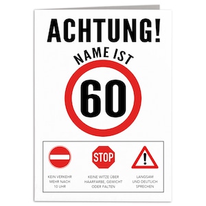 Geburtstagskarte 60. Geburtstag personalisiert lustige Grußkarte Karte Geburtstag Klappkarte Faltkarte mit Umschlag 10,5 x 14,8 cm