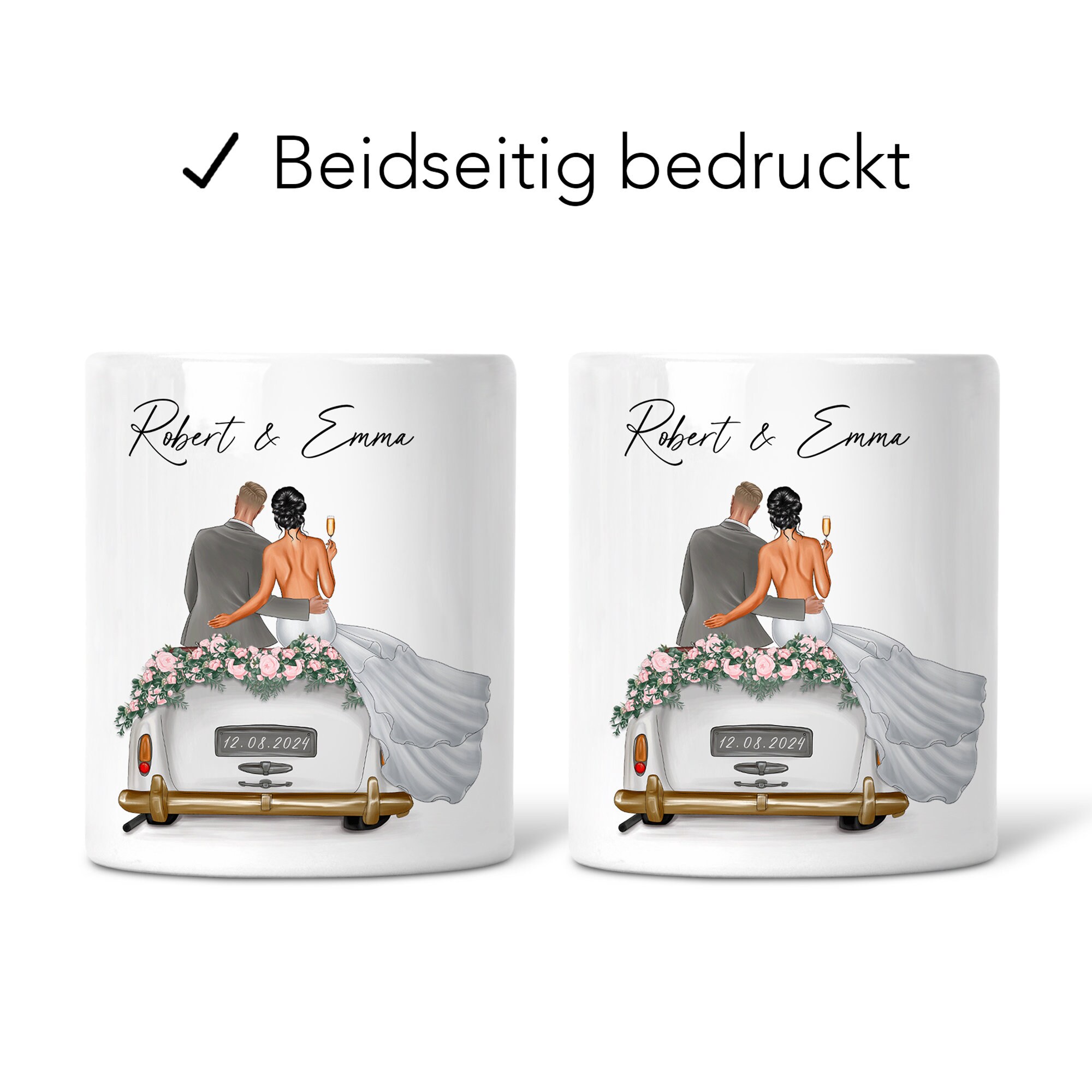 Lustige Spardose Als Hochzeitsauto 'Just Married' – Aus Keramik Mit Deckel & Schlüssel