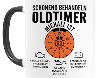 Vintage car mug 90th birthday man personalized with name gift for men birthday gift coffee mug made of ceramic 330 ml