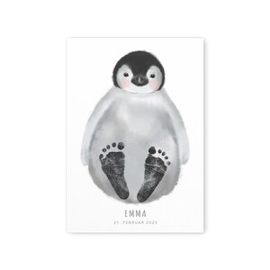 Fußabdrücke Baby Poster Pinguin Fußabdruck Babygeschenk Geschenk zur Geburt Personalisiert | Digitaler Download PDF Datei