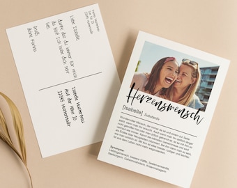 Postkarte Herzensmensch Personalierbare Karte mit individueller Nachricht | Direktversand an Beschenkten | Überraschung Freundin Geschenk