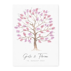 Canvas Wedding Guest Book Fingerprint Personalized Wedding Tree 30 x 40 cm (WITHOUT Color)