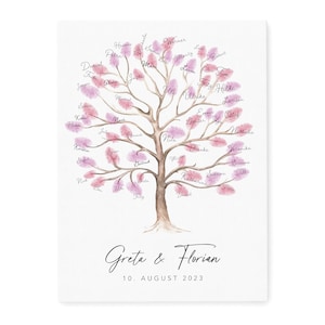 Canvas Wedding Guest Book Fingerprint Personalized Wedding Tree 30 x 40 cm (WITHOUT Colour)