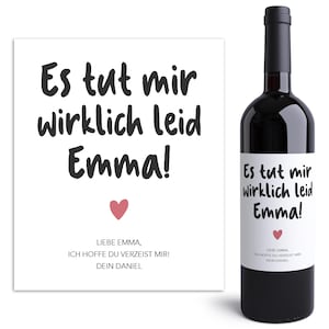 Entschuldigung Geschenk tut mir leid Weinetiketten personalisiert Flaschenetiketten Sorry Wein Etiketten selbstklebend 2 Stück | 10x12 cm