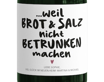 Bread and Salt Moving In Wine Labels Personalized Bottle Labels Housewarming Gift House Apartment Sparkling Wine Labels 2 pcs. | 9 x 13 cm