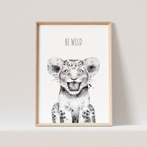 Kinderzimmer Poster Tiger Baby Tiere Safari Animals Babyzimmer Personalisierbarer Text (OHNE RAHMEN)
