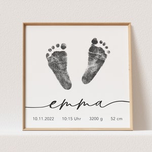 Footprint HandPrint Baby Poster Personalized Image 1st Birthday Gift For Birth (WITHOUT FRAME)