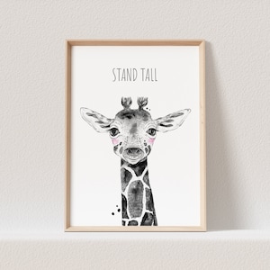 Kinderzimmer Poster Giraffe Giraffenbaby Tiere Safari Animals Babyzimmer Personalisierbarer Text (OHNE RAHMEN)