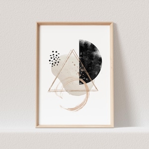 Abstrakte Kunst Poster Beige Boho Minimalistische Formen Print Bild Wandkunst Wanddeko (OHNE RAHMEN)