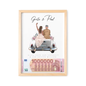 Erste Million Geldgeschenk Hochzeit personalisiertes Bild Hochzeitsgeschenk Geld Geschenk für Brautpaar (mit oder ohne Rahmen)