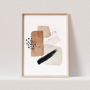 Abstrakte Kunst Poster Beige Boho Minimalistische Formen Print Bild Wandkunst Wanddeko (OHNE RAHMEN)