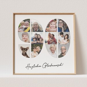 Foto Poster 90. Geburtstag Personalisiert Foto Collage Fotogeschenk 90. Geburtstag Print Geburtstagsgeschenk (OHNE RAHMEN)