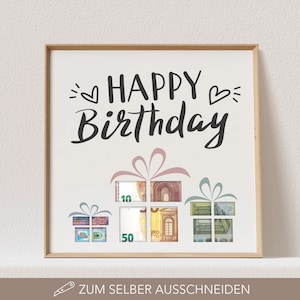 Money Gift Birthday "Happy Birthday" Poster Money Give Gift Gift Birthday Gift (WITHOUT FRAME)