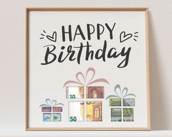 Geldgeschenk Geburtstag "Happy Birthday" Poster Geld Verschenken Geschenk Geburtstagsgeschenk (OHNE RAHMEN)