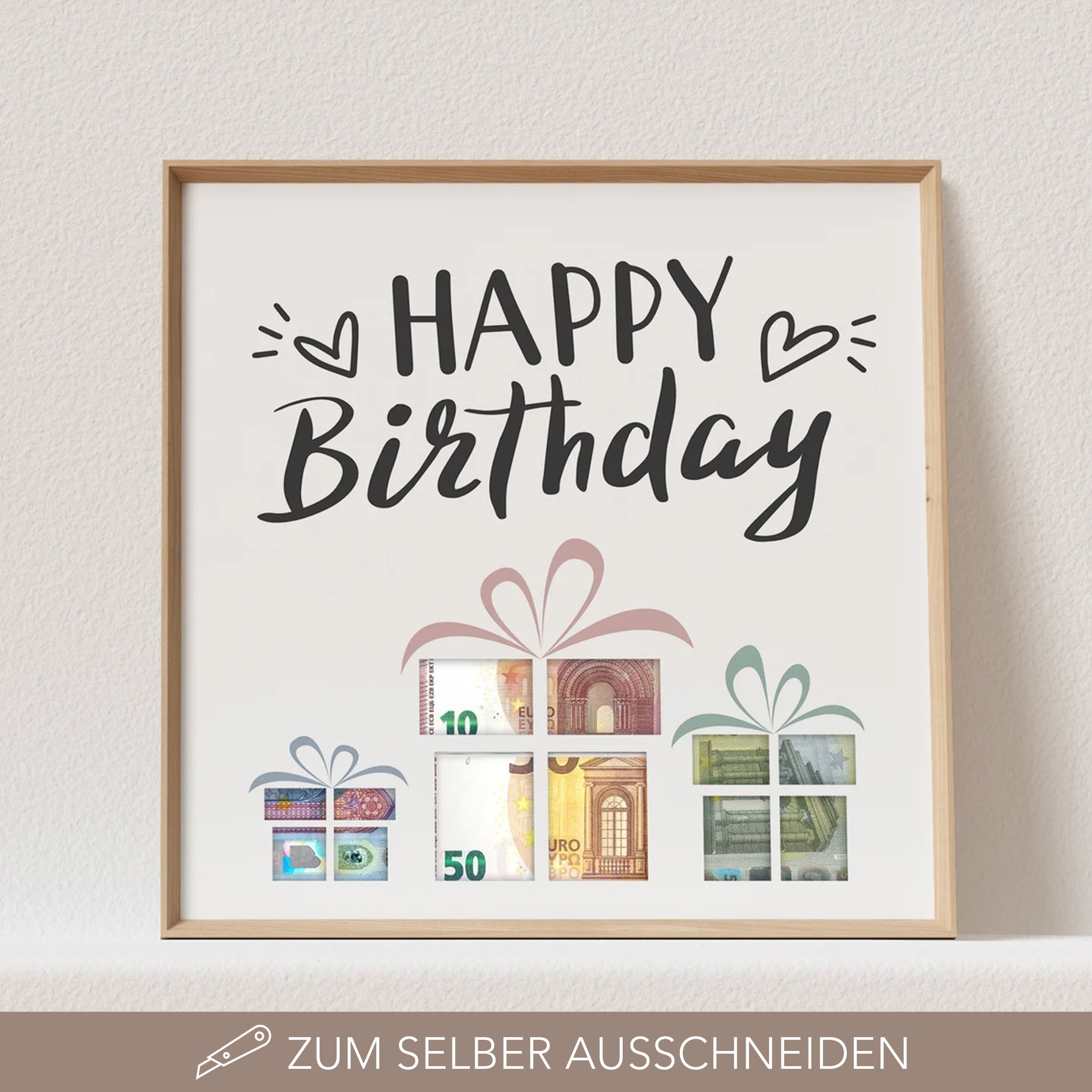 Geld Geschenkanhänger Plüsch Würfel Happy Birthday 