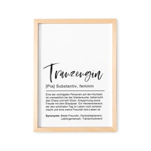 Trauzeugin Fragen Geschenk Definition Poster Personalisiertes Bild Danke