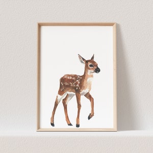 Kinderzimmer Poster Reh Rekitz Baby Waldtiere Tiere Babyzimmer Bild Geschenk (OHNE RAHMEN)