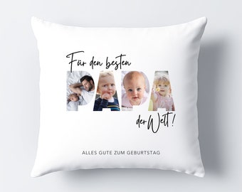 Papa Kissen mit Foto personalisiertes Fotogeschenk Fotokissen Dekokissen Geschenk für Vater Vatertagsgeschenk 40x40 cm inkl. Füllung