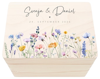 Erinnerungskiste Hochzeit personalisiertes Hochzeitsgeschenk für Brautpaar Holzkiste Erinnerungsbox Geschenkkiste Geschenkbox 30x20x13 cm