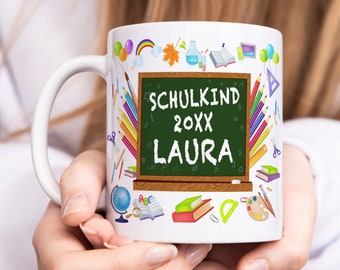 Schulkind Tasse personalisiert Geschenk zur Einschulung für Mädchen Junge Schulanfänger Einschulungsgeschenk