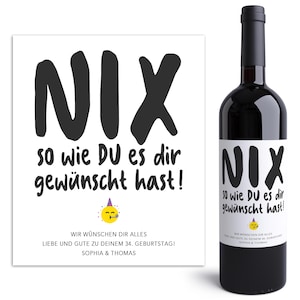 Nix Geldgeschenk Geburtstag personalisierte Wein Flaschenetiketten Nichts Geburtstagsgeschenk Etiketten selbstklebend 2 Stk. | 10x12 cm