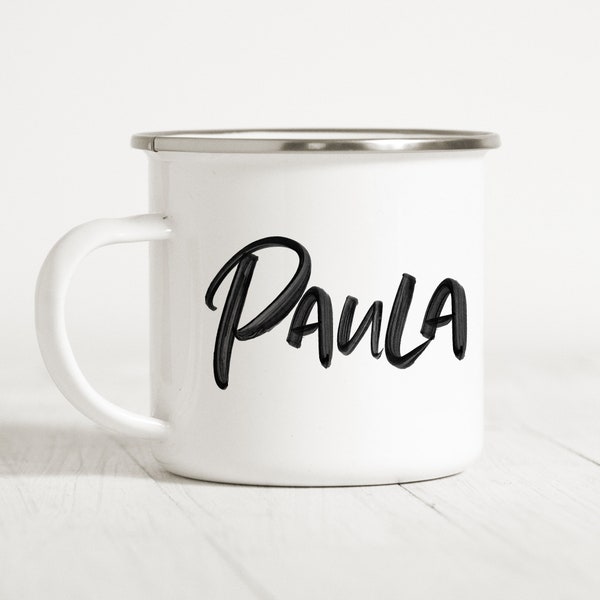 Emaille Tasse Personalisiert Name Namensgeschenk Becher