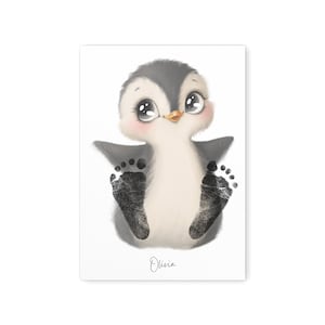 Baby Fußabdruck Bild Pinguin Fußabdrücke Personalisiert Babygeschenk zur Geburt  Kinderzimmerdeko  | Digitaler Download PDF Datei