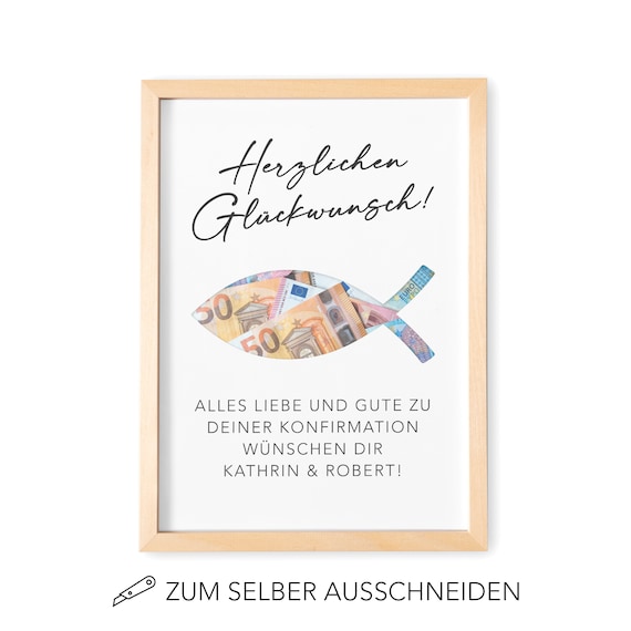 Konfirmation Geschenk Personalisiertes Geldgeschenk Poster Mit Fisch