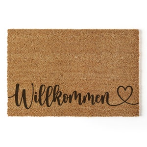 Doormat Welcome With Heart Coconut Doormat Made of Coconut Fiber Lasered Gift