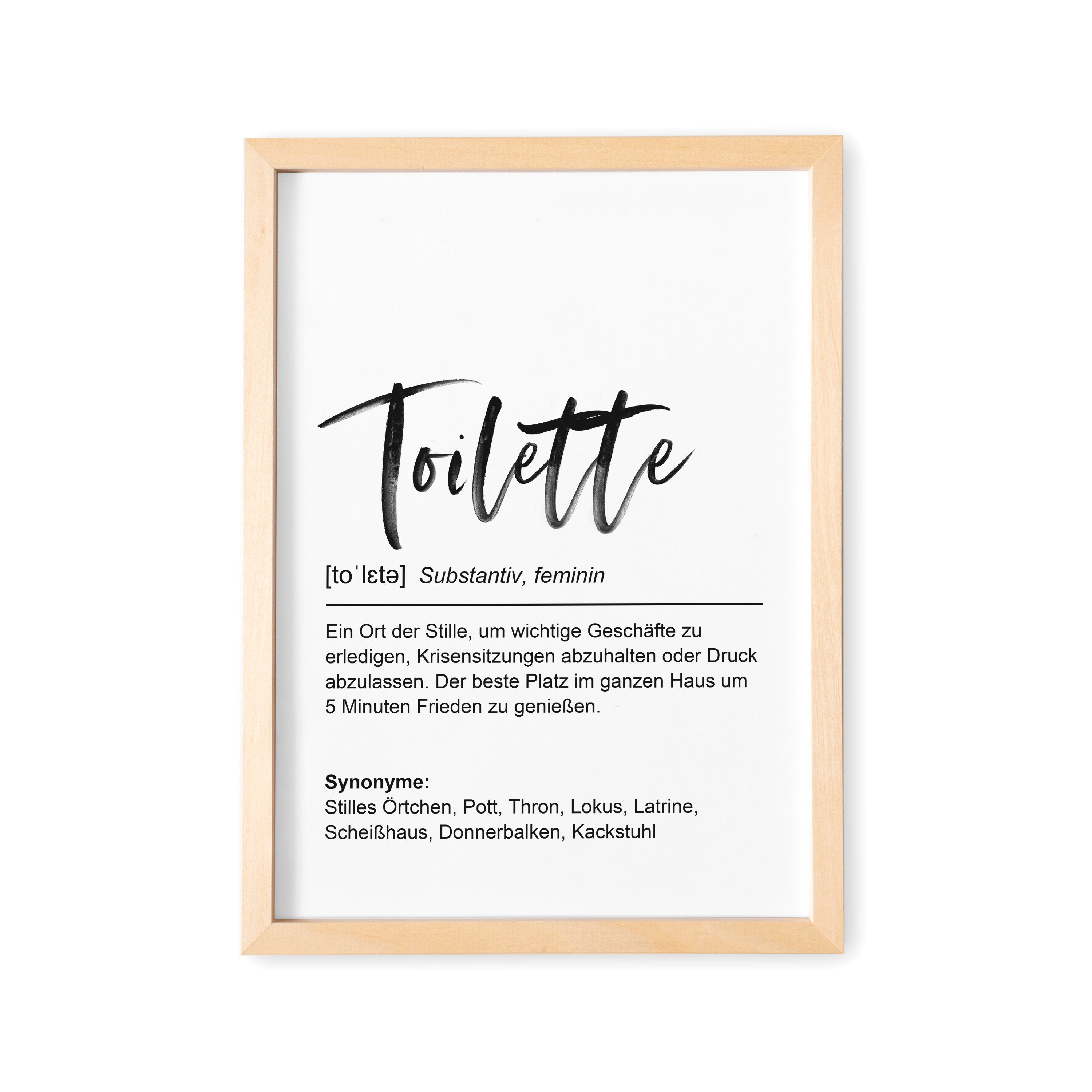 Toilette Poster | Definition WC Badezimmer | Geschenk zum Einzug